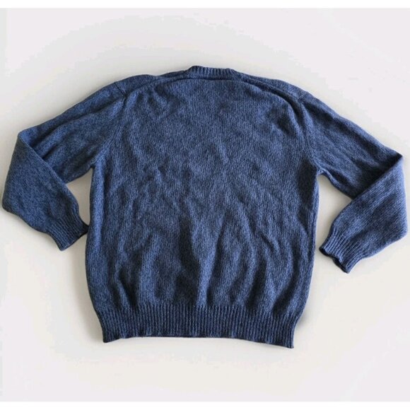 Massimo Dutti Sweater Men XL Heathered Blue LS Crewneck Wool Blend Academia FLAW - Picture 16 of 16